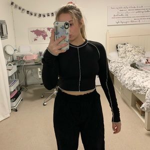 romwe stitched lettuce edge cropped t